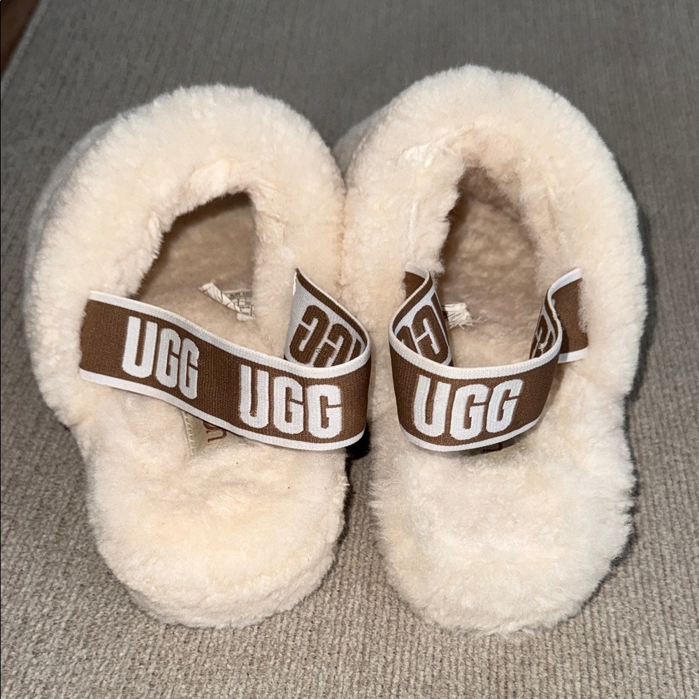 UGG Cream Fluff Yeah Back Strap Slide Slippers size 8 - Picture 3 of 7